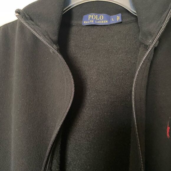 POLO by Ralph Lauren Men’s Black with White Accent Full Zip Sweater Size L - Picture 2 of 4